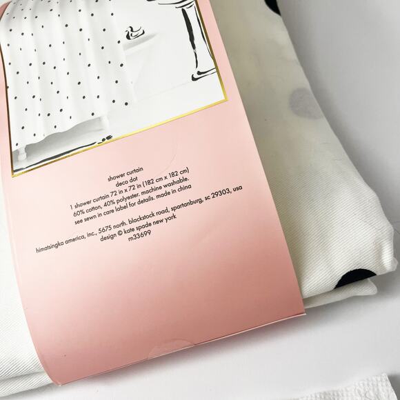 Kade Spade Shower Curtain Deco Dot Pattern NEW White Black  NEW Kate Spade Deco Polka Dot Black & White Shower Curtain